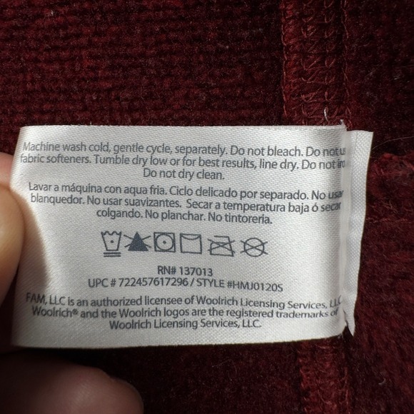 Woolrich Mens L Burgundy Quarter Snap Fleece Pullover Outdoor Sweater - Picture 10 of 11